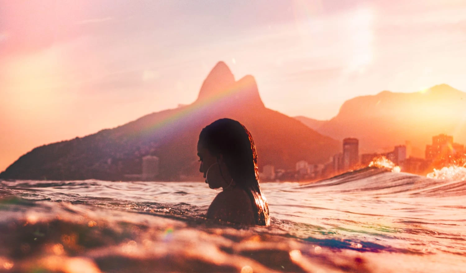 A woman swimming in Hawaii