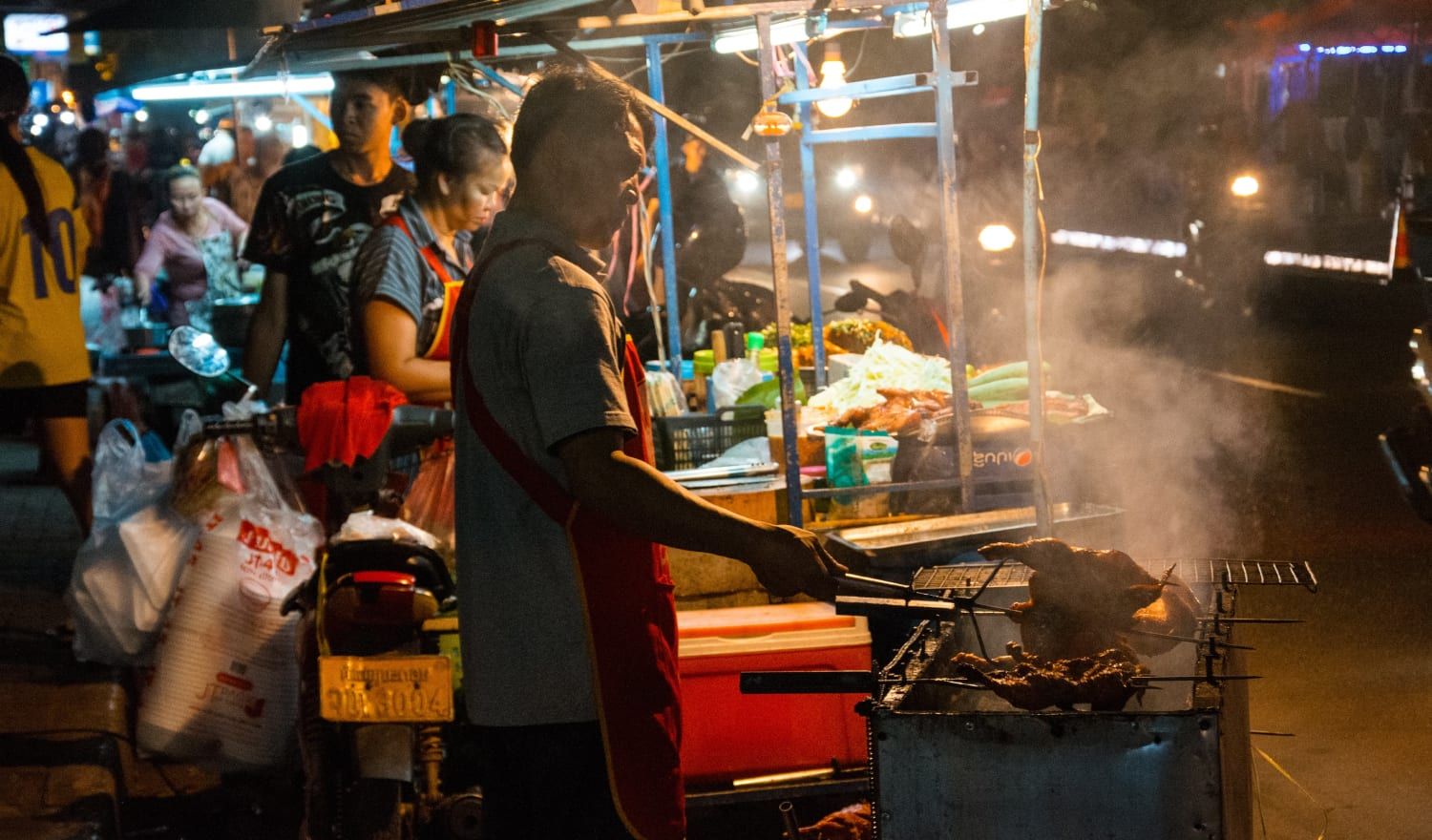 A thriving street market in Luang Prabang.