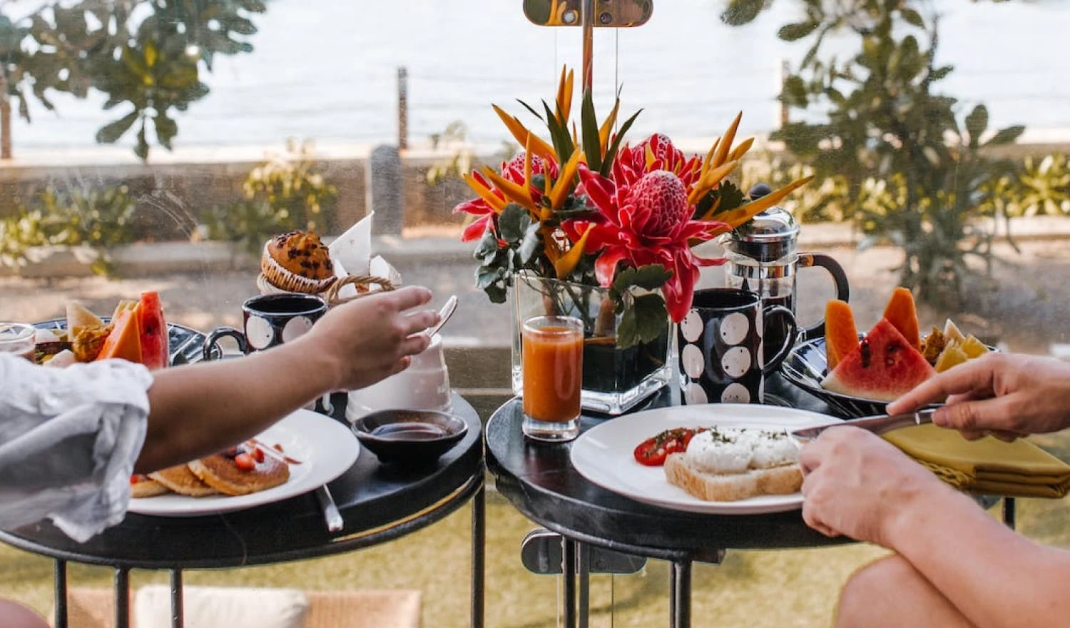 Dining out for breakfast at a resort