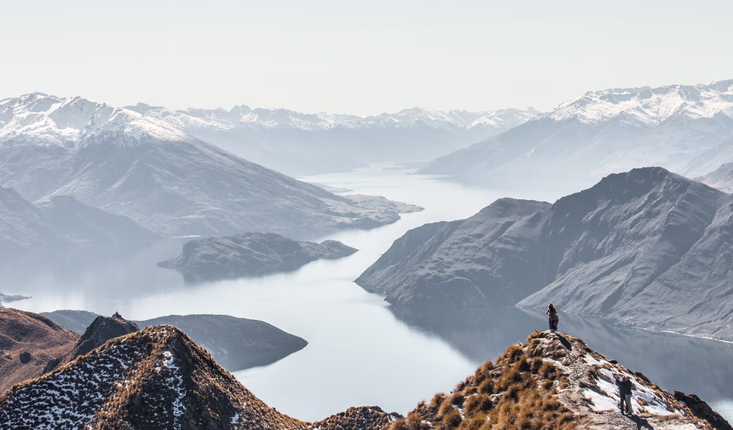 Over looking the snowy ice caps in New Zealand