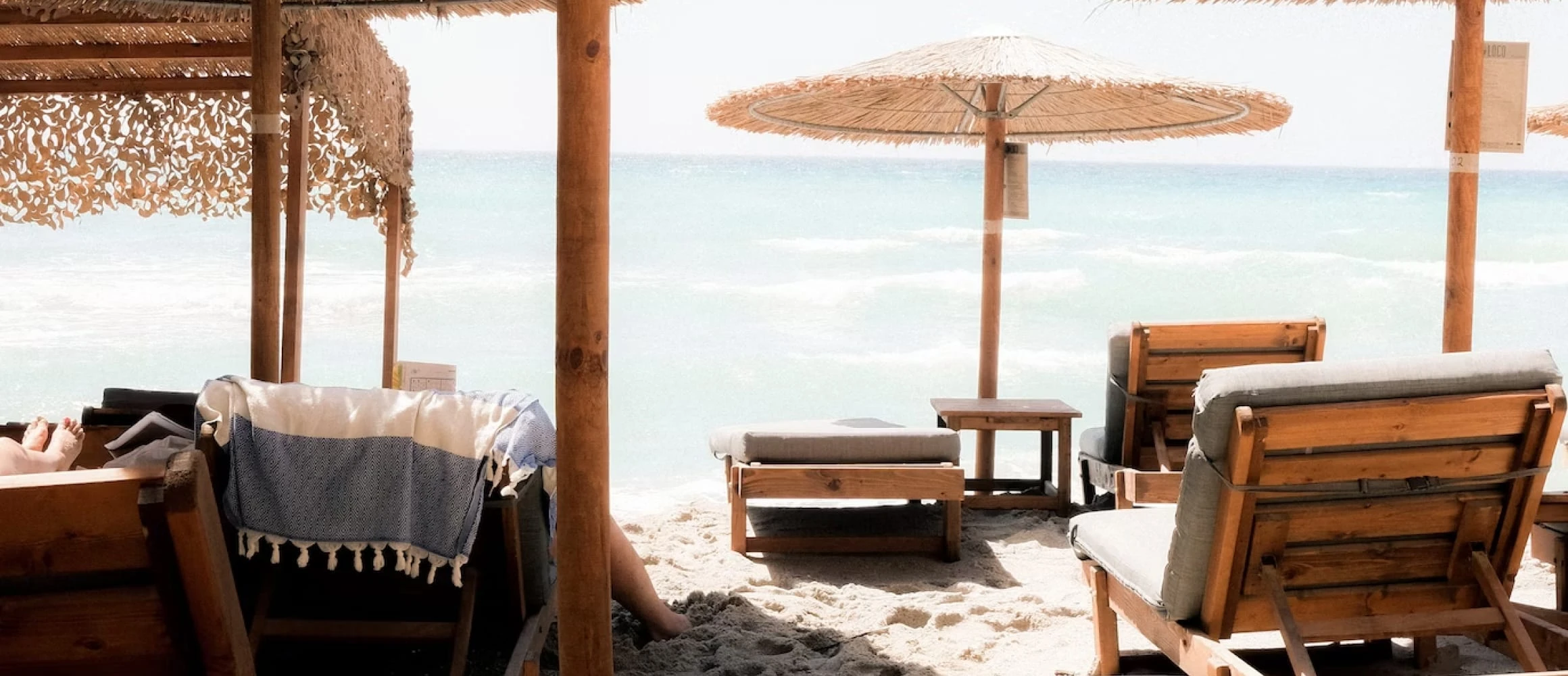 Beach umbrellas on a perfect summer day.