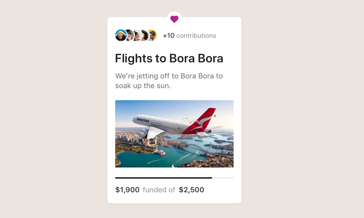 A Hitchd gift showing Flights to Bora Bora