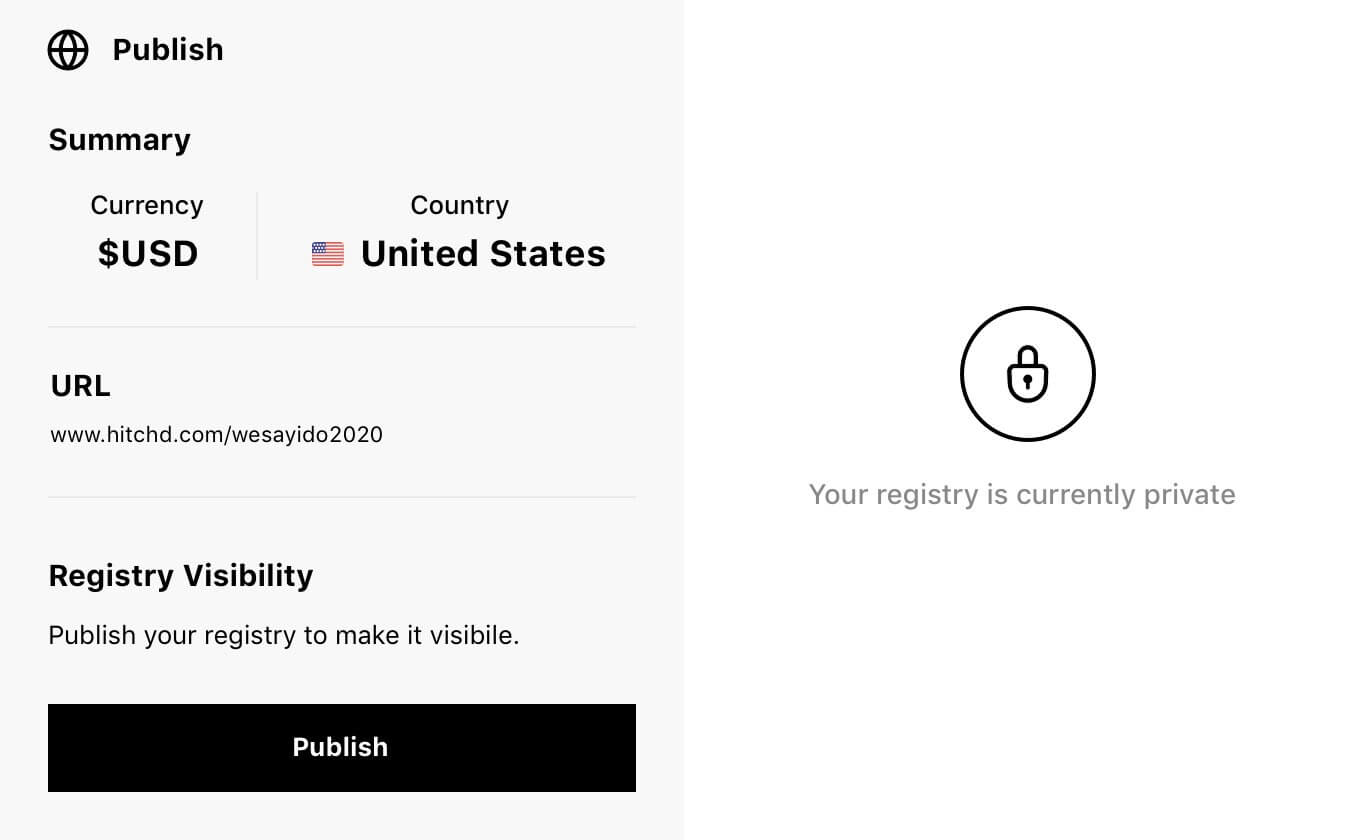 A summary screen showing a registry that is about to be launched live.