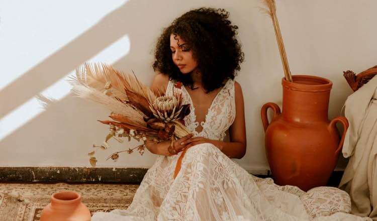 A Bride surronded by native plants