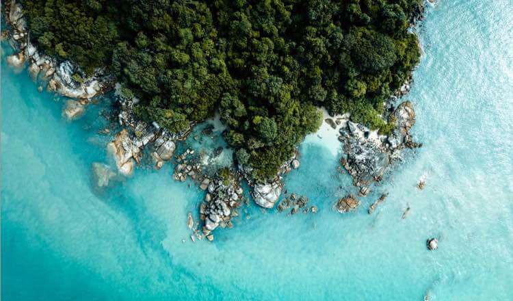 A panning view from above of Croatian island, Biograd