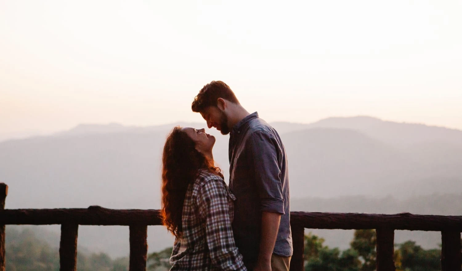 A couple in love looking into each other's eyes