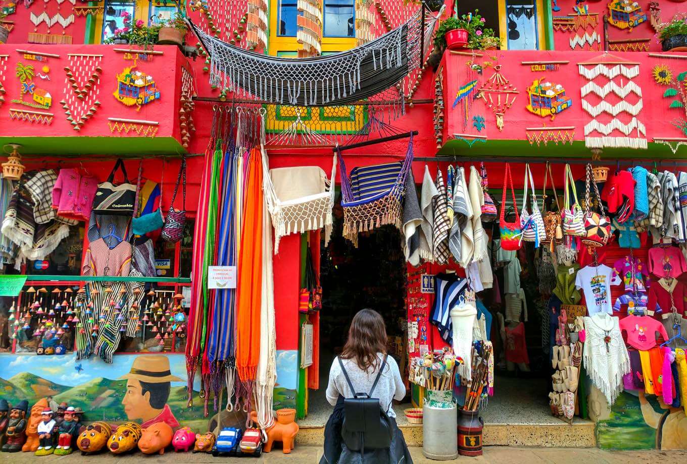A shop selling traditional bags and masks