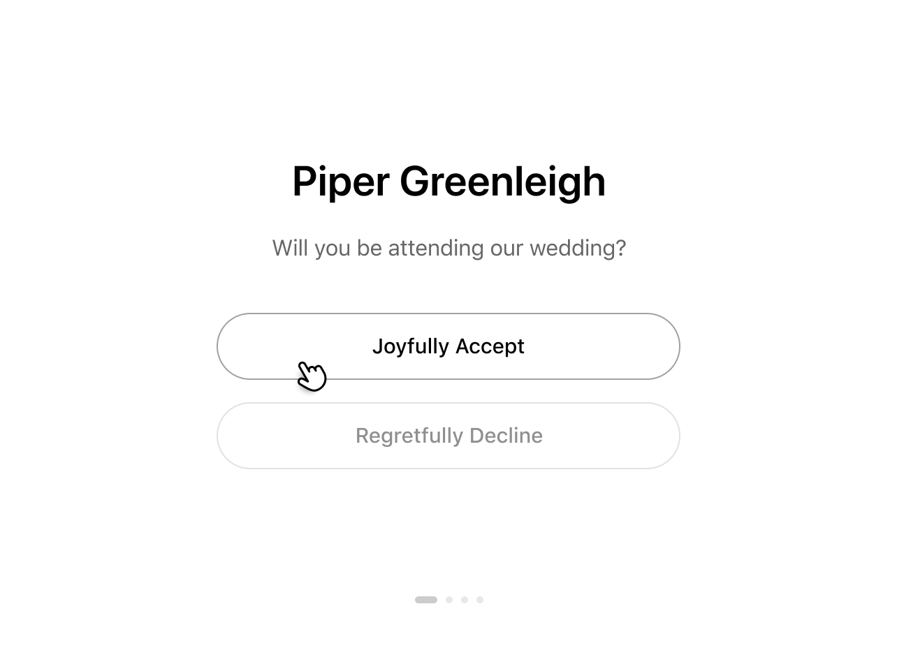 An RSVP form showing options to accept or decline the invitation